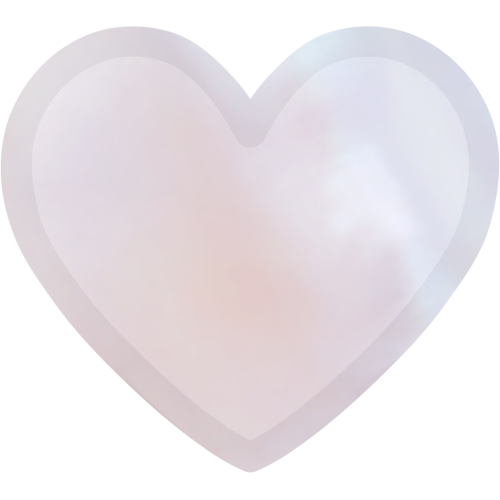 A heart with a pearlescent pattern. It has an outline that is slightly darker than the rest of it